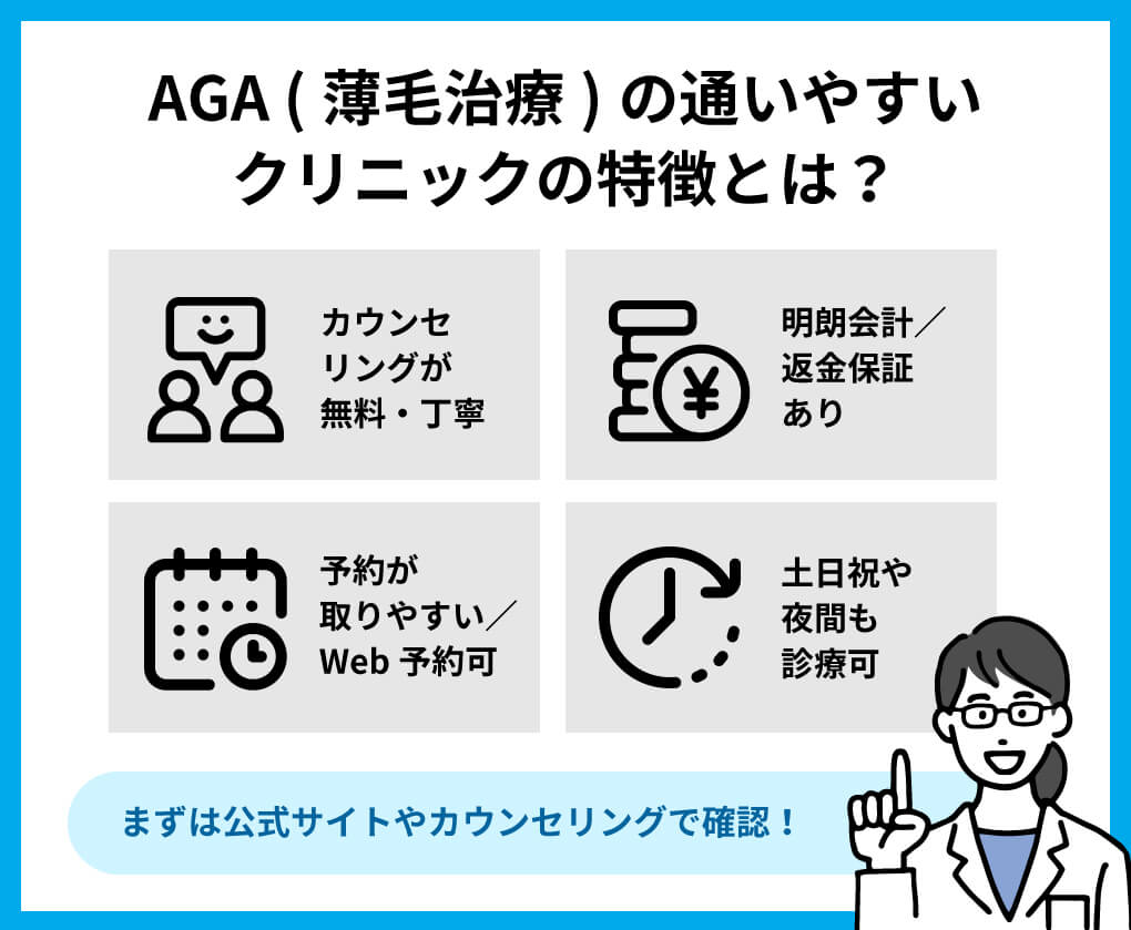 通いやすいAGAクリニックの特徴｜福岡市のAGA・薄毛治療クリニック｜おすすめ10選