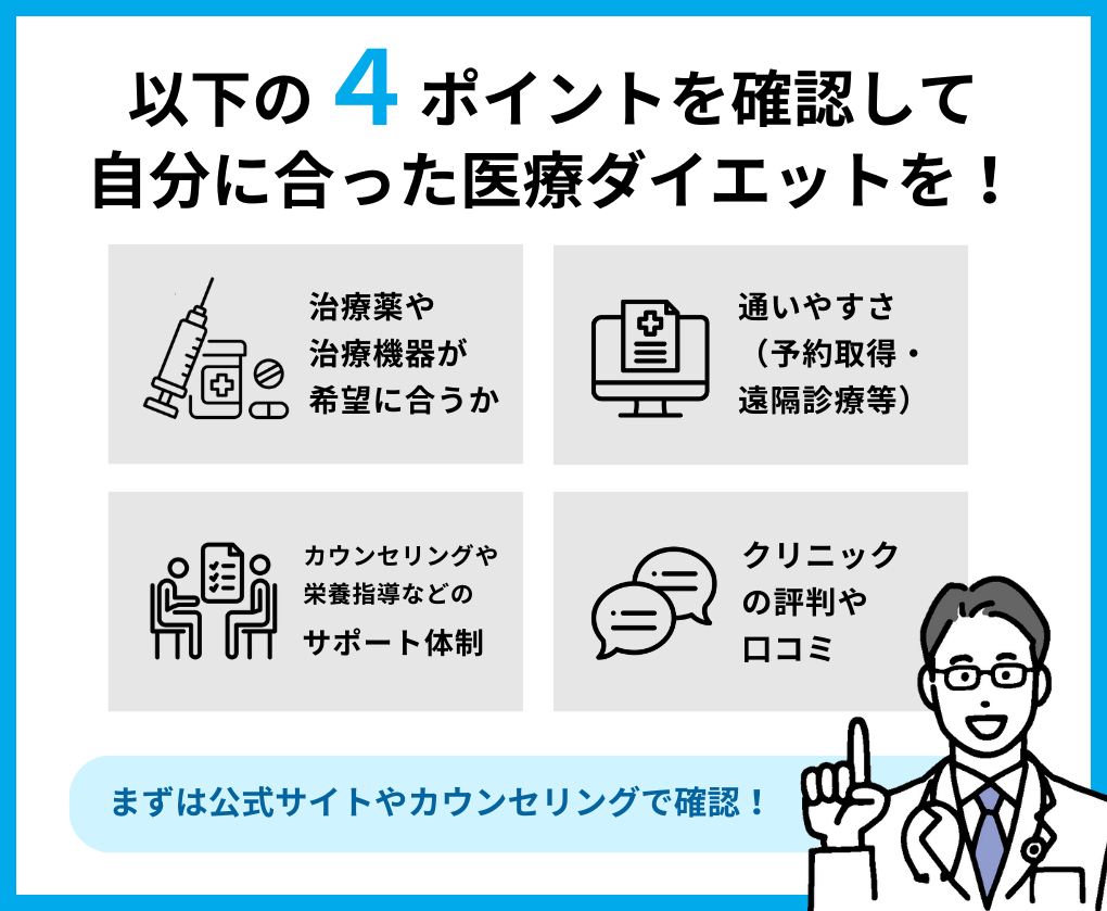 医療ダイエットクリニック選び4つのポイント｜福岡県の医療ダイエット・医療痩身 おすすめクリニック5選