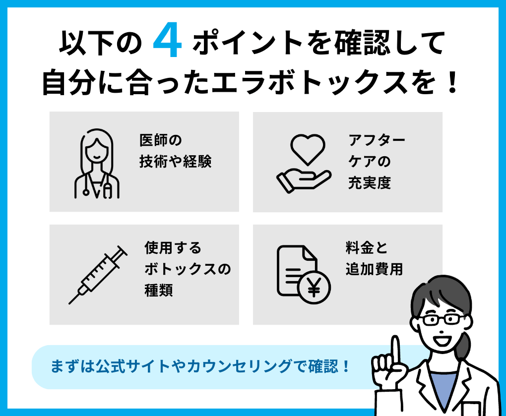 事前にチェックするべき4つのポイント｜千葉県のエラボトックス｜おすすめクリニック5選＆製剤ごとの特徴も解説